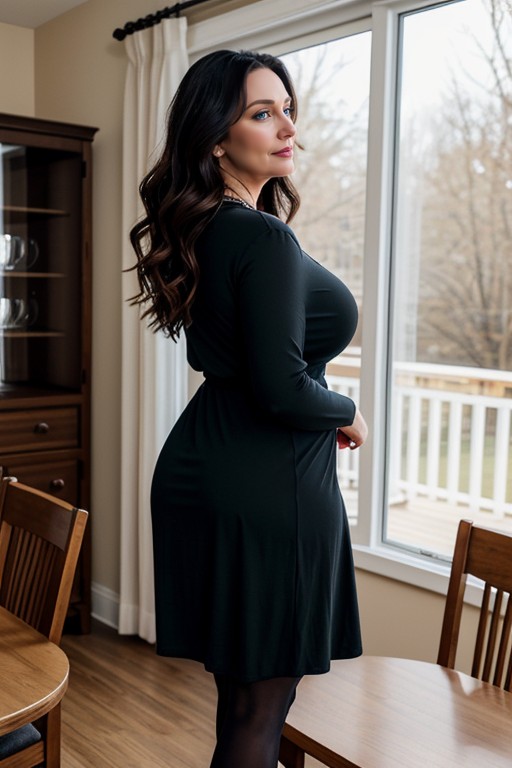 Pantyhose Calves, Long Dress, Curvy Hips AI Porn
