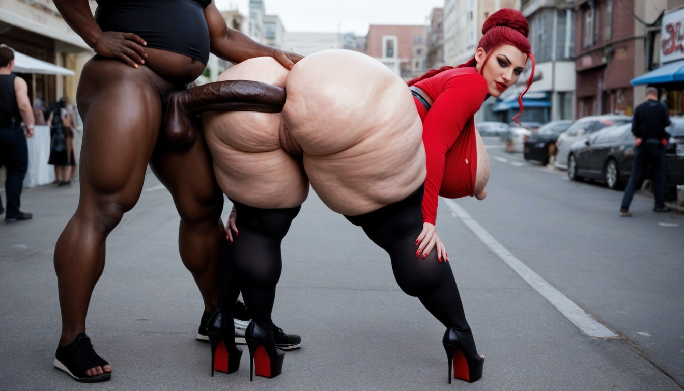 Platform High Heels, Huge Nipples, Throbbing Cock AI Porn