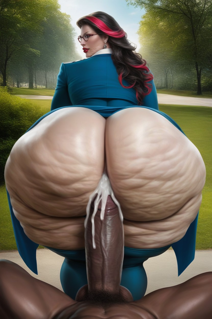 Dark Skinned Male Standing Behind, Ass Triple Width Of Shoulders, Massive Cellulite Fake Ass AI Porn