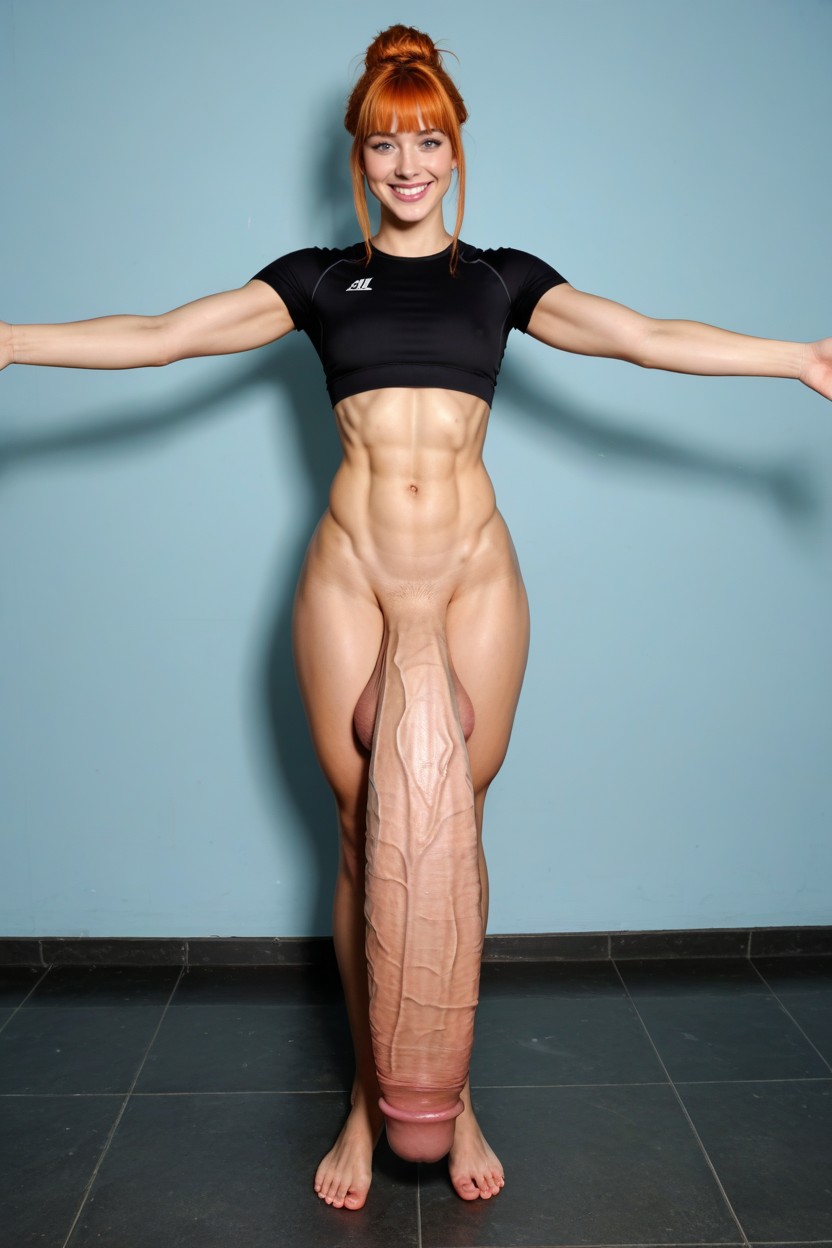 Full Body Shot, Big Smile, Bangs Shemale AI Porn