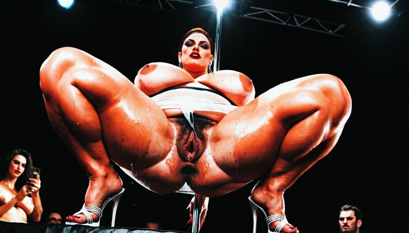 Totally Black Background, Extremely Fat Ass, Cellulite Thighs AI Porn