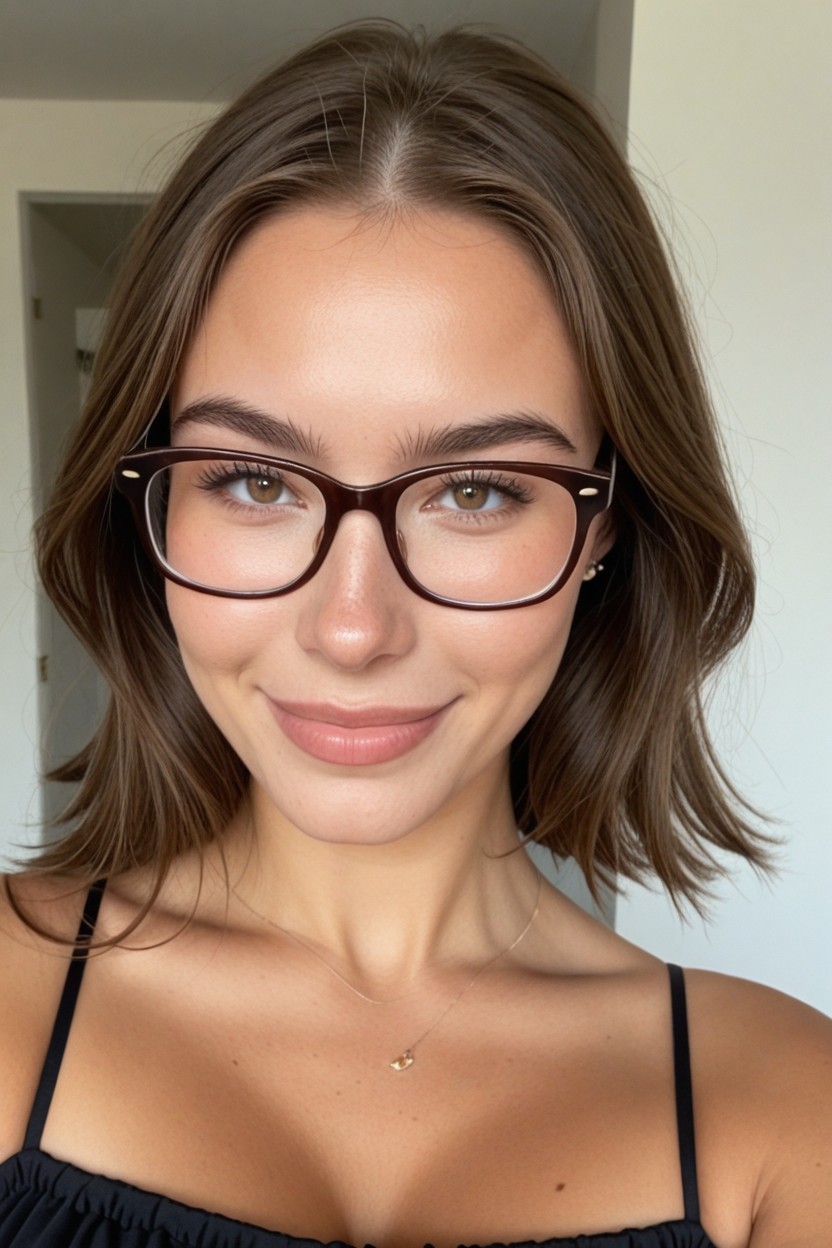Dark Brown In Color, Natural Uplift Butt Medium Hair Shoulder Length, Smooth And Even AI Porn