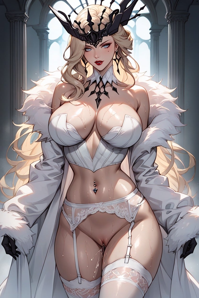 Curvaceous, Navel Piercing, Rounded Breasts AI Porn