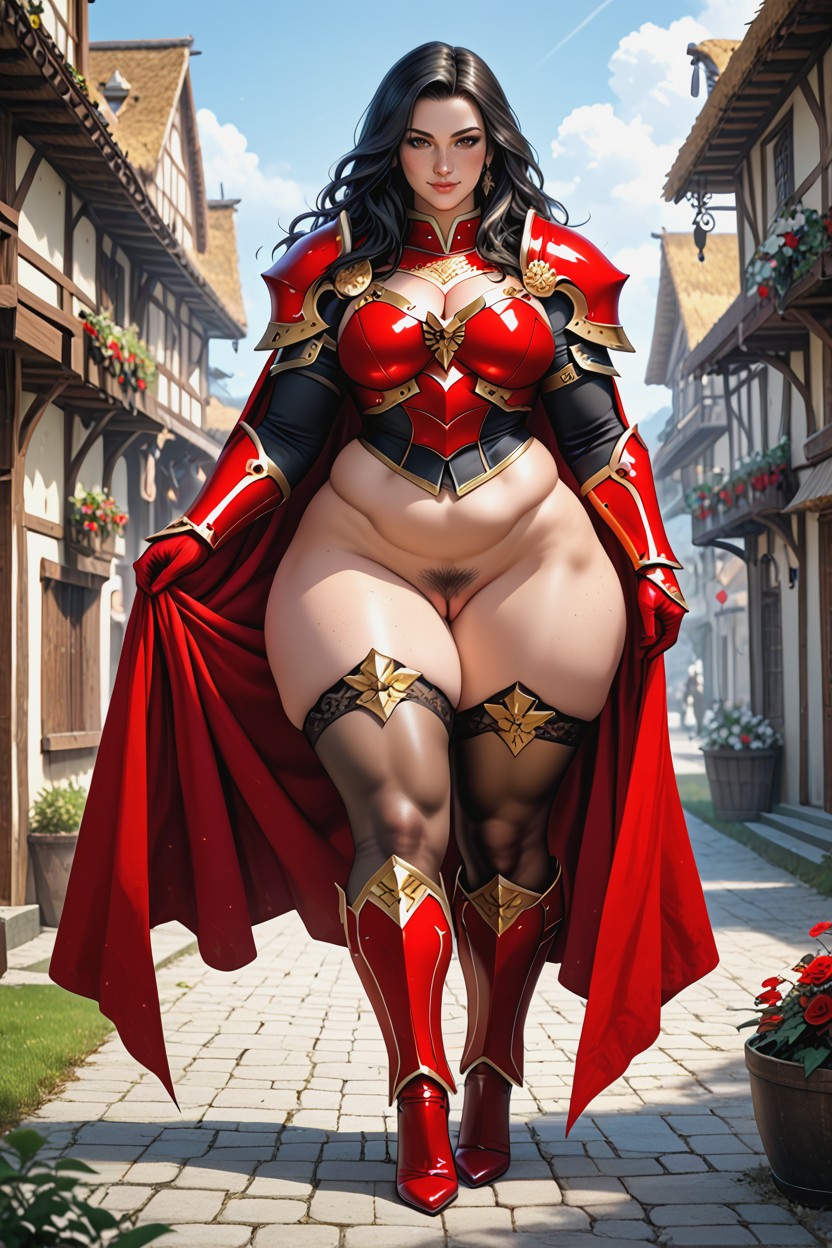 Brown Stockings, Red Cape, Bbw AI Porn