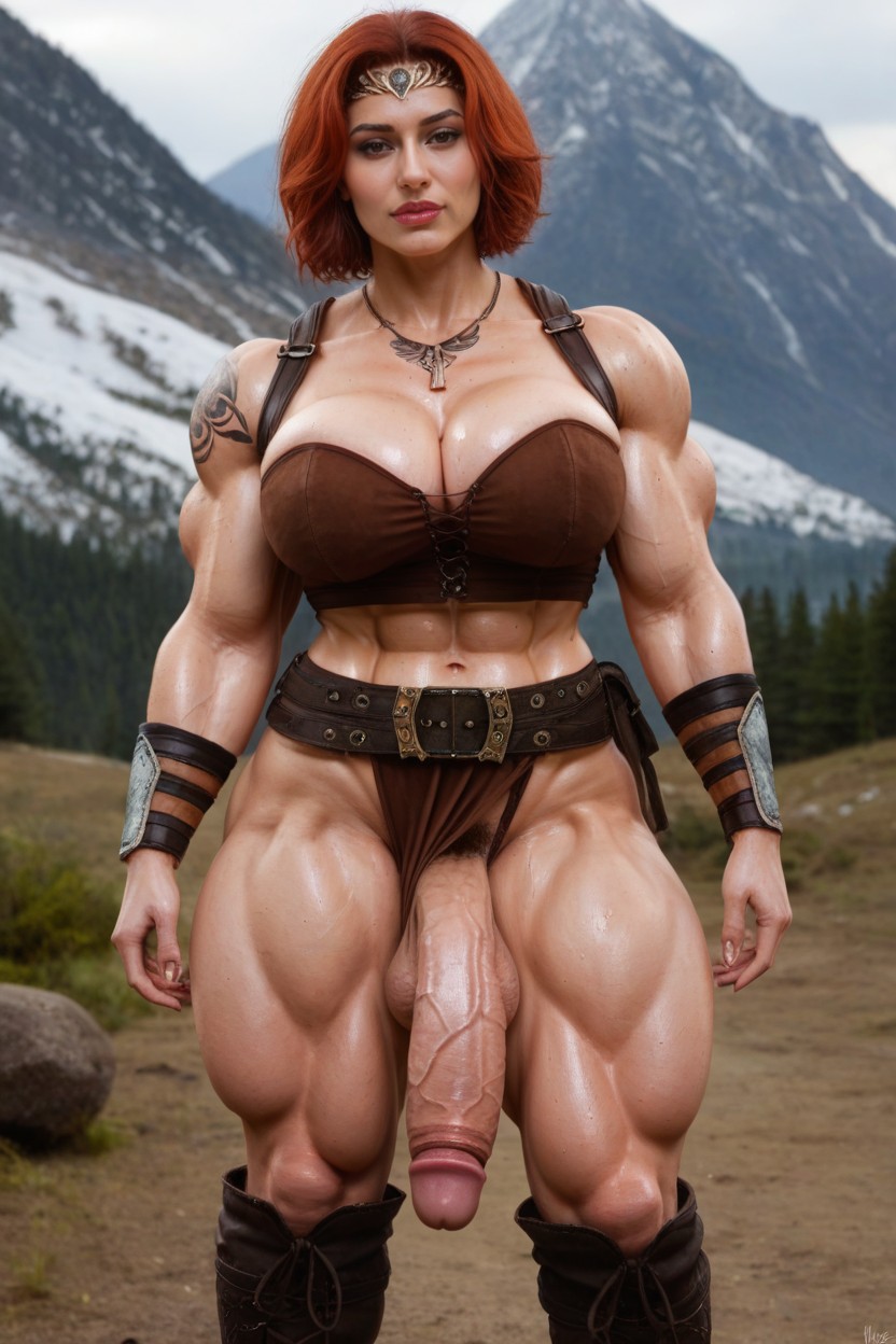 Futa Action Figure Like Muscles, Muscular, Viking Travesti IA Pornô