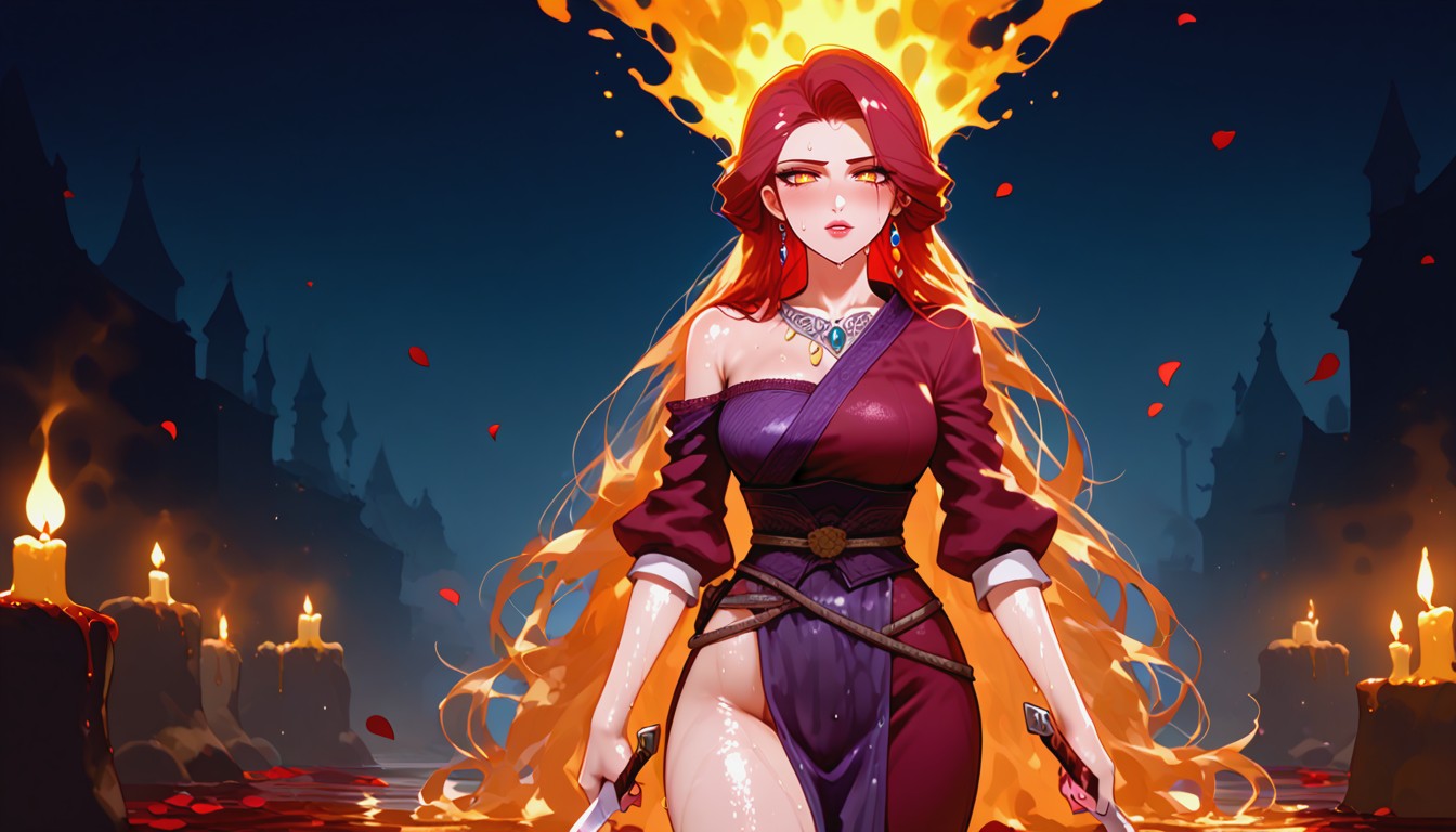 Wet, He Stands Bathed In Molten Candlelight, Arching Her Spine Hentai AI Porn