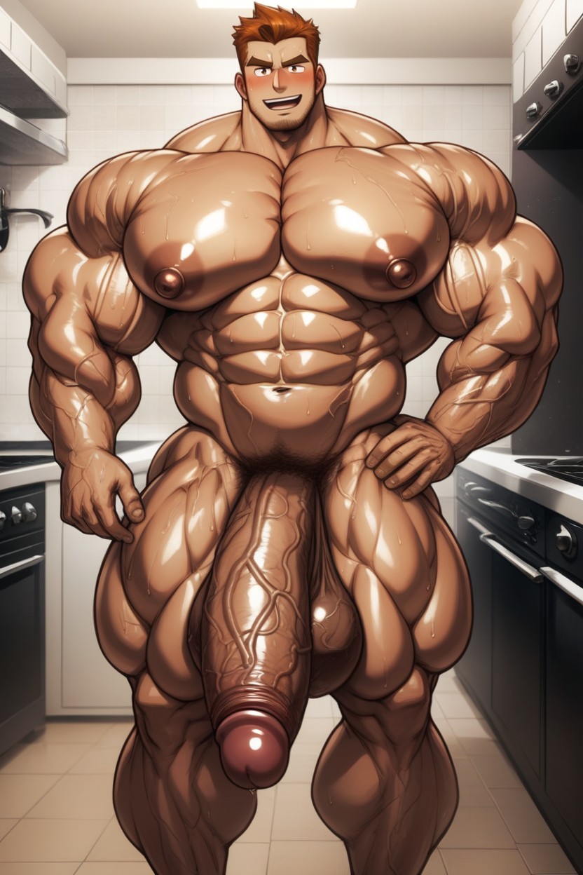 Hyper Massive Balls, Hyper Pecs, Veiny Testicles AI Gay Porn