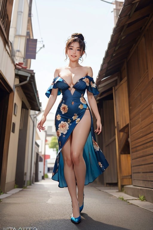 Blue Eyes, Full Body, Ajoelhando AI Porn