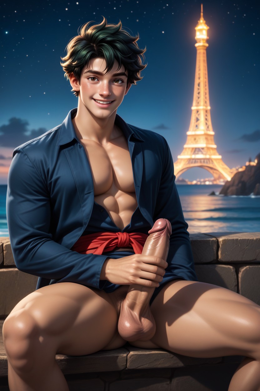 Smooth Skin, Black Hair, 25+ AI Gay Porn