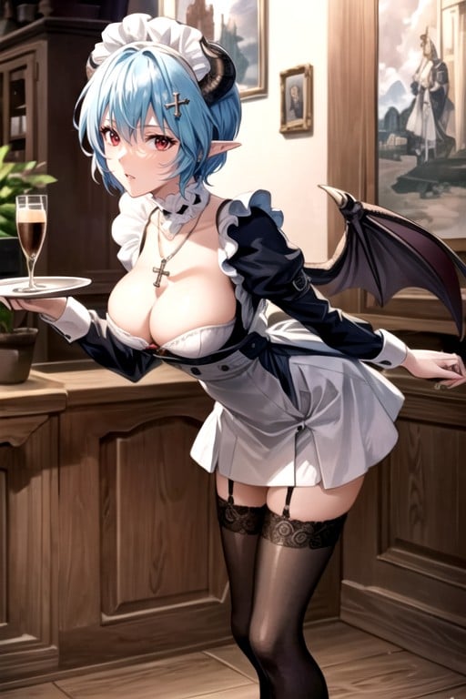 Gothic Dress, Serving To Customers, Hyper Detailed Hentai AI Porn