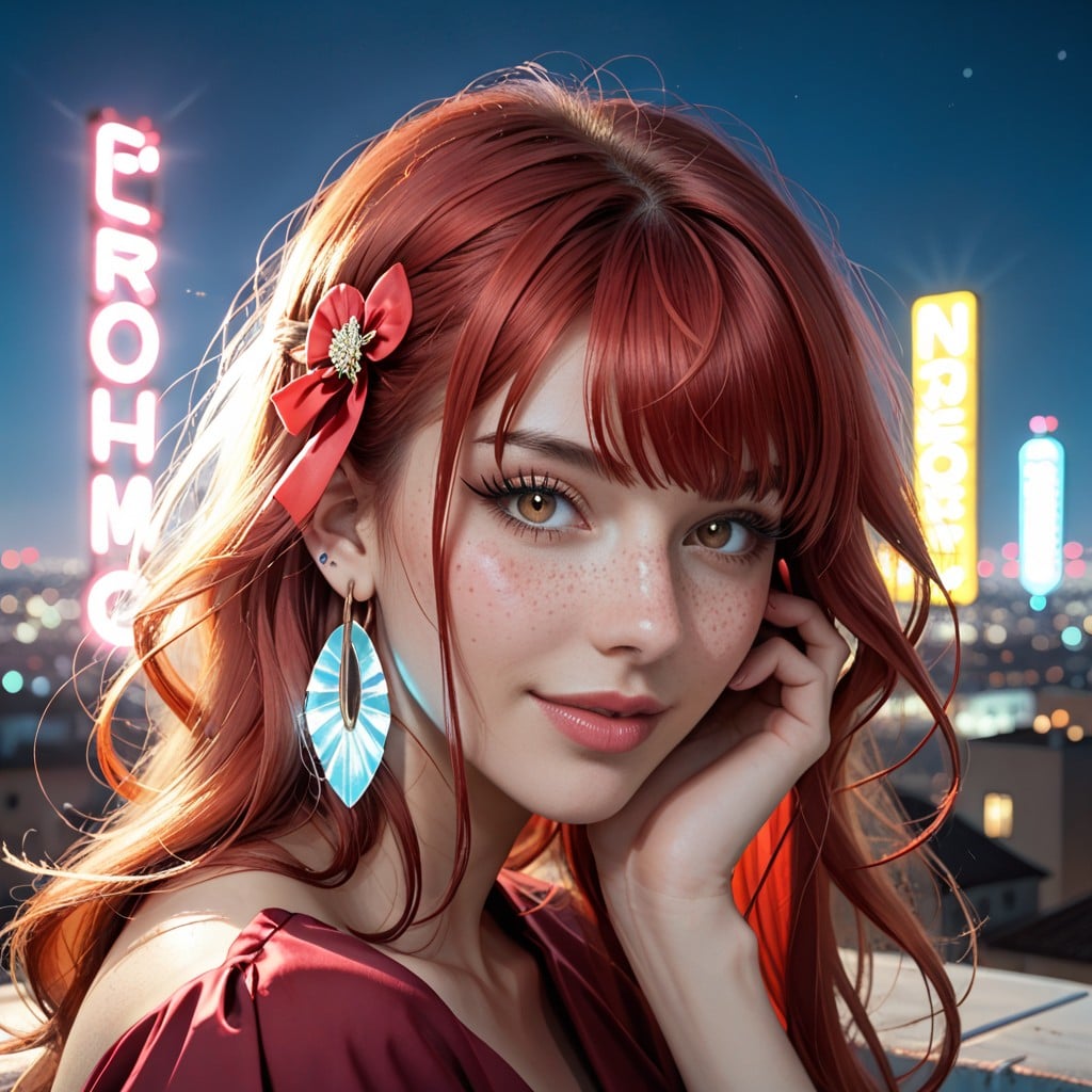 Huge Brown Eyes, Many Freckles, Vivacious AI Porn
