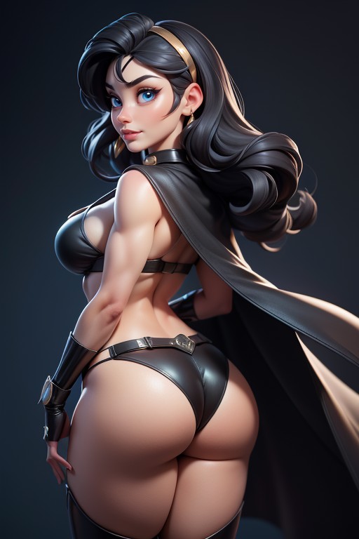 Sexy, Black Hair, Black Latex Thigh High Socks Hentai AI Porn