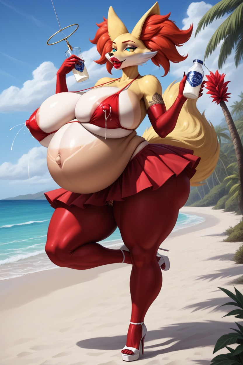 Massive Butt, Thick Thighs, Beach Furry AI Porn