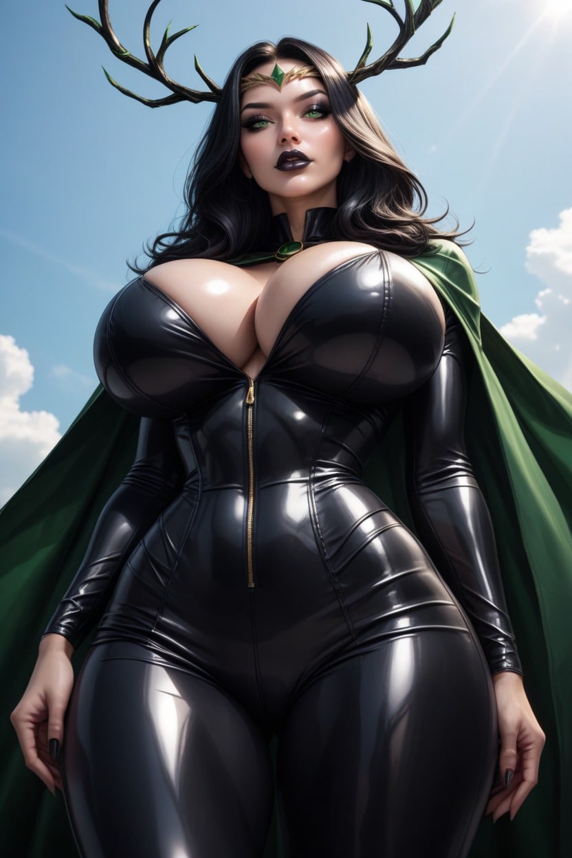 High Contoured Cheekbone, Thick Thighs, Massive Breasts Hentai AI Porn