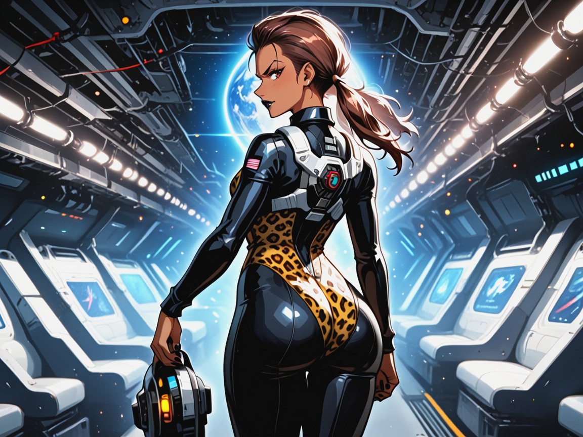 Space Suit, Leopard Led Space Helmet, Ultra Detailed Hentai AI Porn
