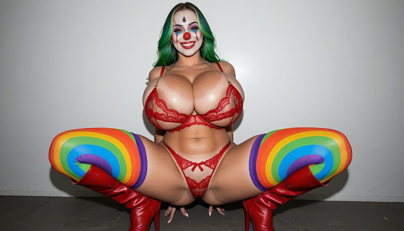 Torso Bigger Than Head, Giant Tits, Red Lace Panties AI Porn