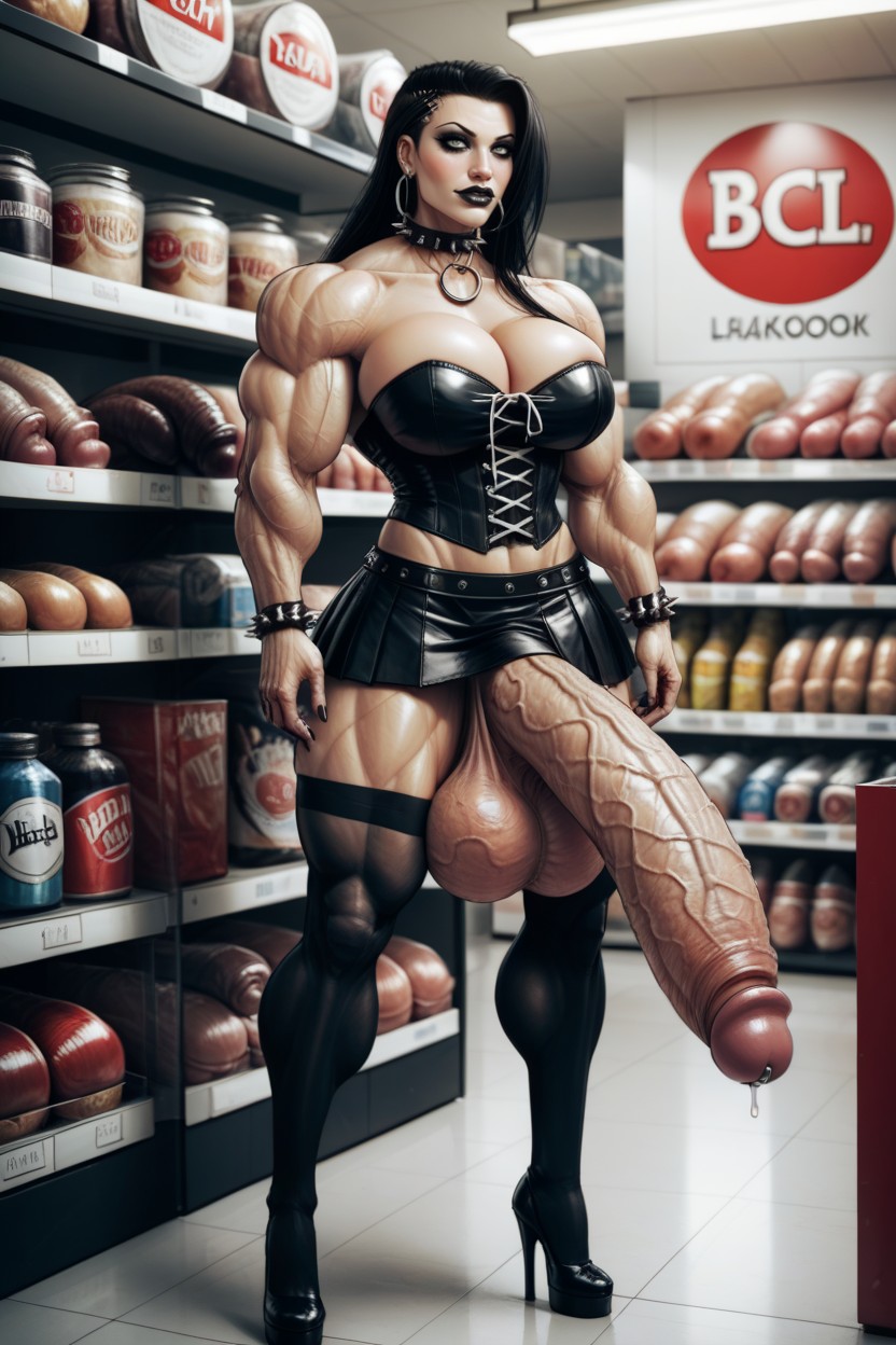 Black Arm Stockings, Muscular, Black Leg Stockings AI Porn