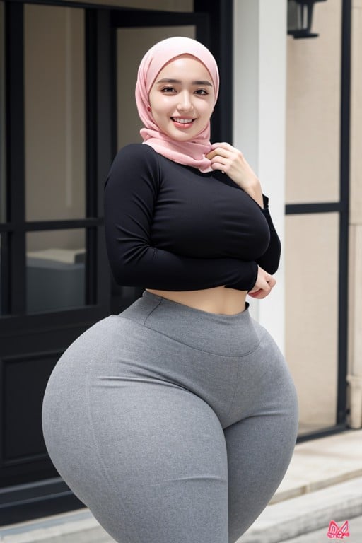 Hourglass Figure, Massive Round Ass, Large Breasts AI Porn