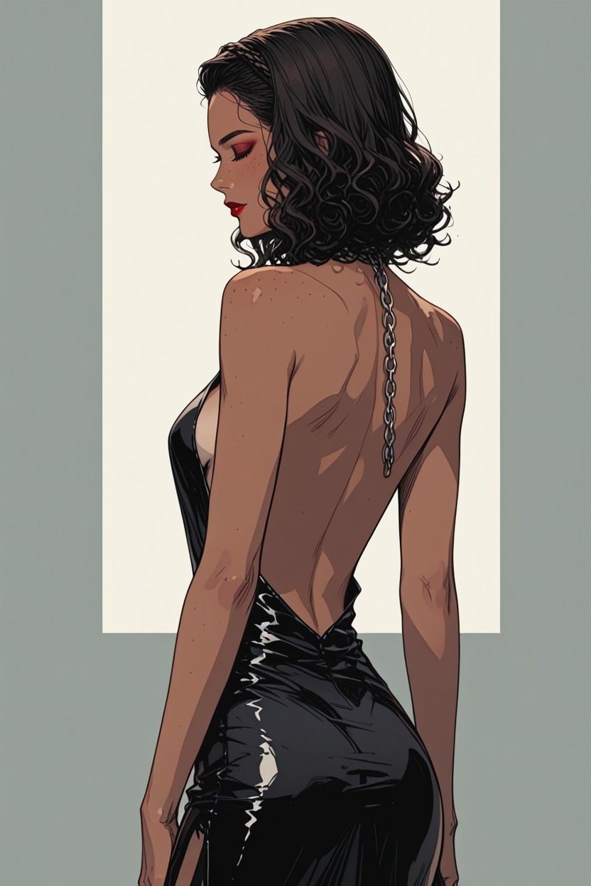 Posing, Arched Back, Thong Slit On Dress Hentai AI Porn