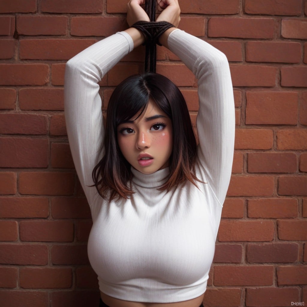 Conservative White Sweater, Disgusted, Crop Top AI Porn