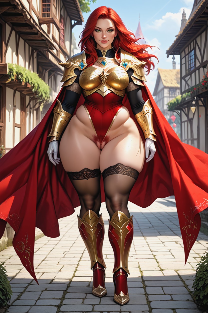 Thick Thighs, Six Pack Abs, Green Eyes AI Porn