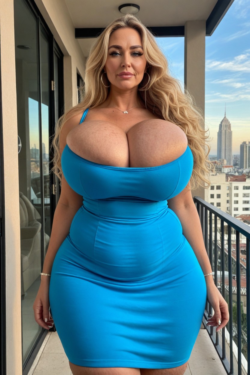 Front View, Bbw, Balcony MILF AI Porn