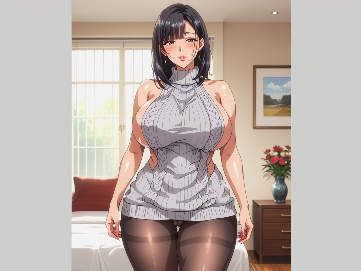 Embarrassed , Busty, Brown Eyes Hentai AI Porn