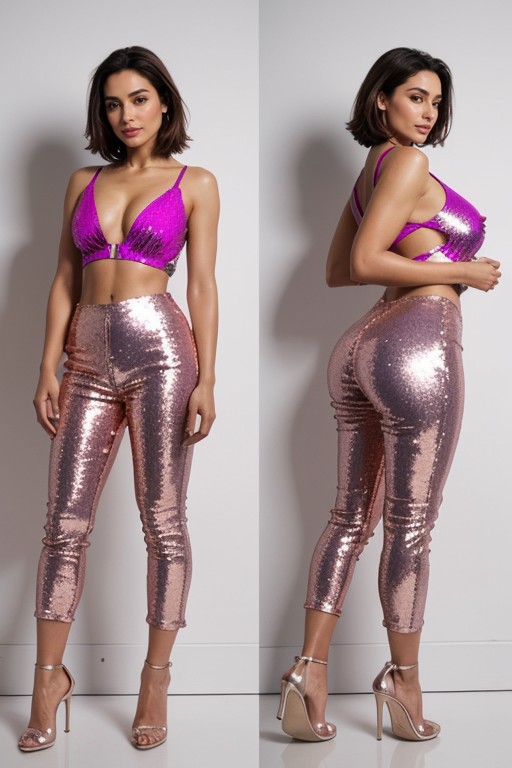 Backpack Mass Visually Prominent Hair Long, Fingers Natural Cropped Hot Pink Silk Party Top Clings To, Black AI Porn