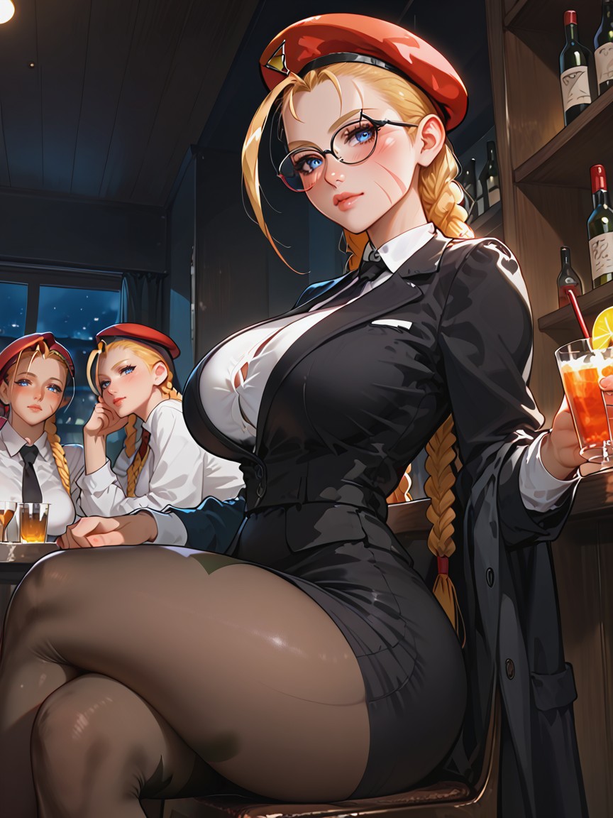 Emerald Eyes Sparkling With Playful Lust, Night, Top Down AI Porn