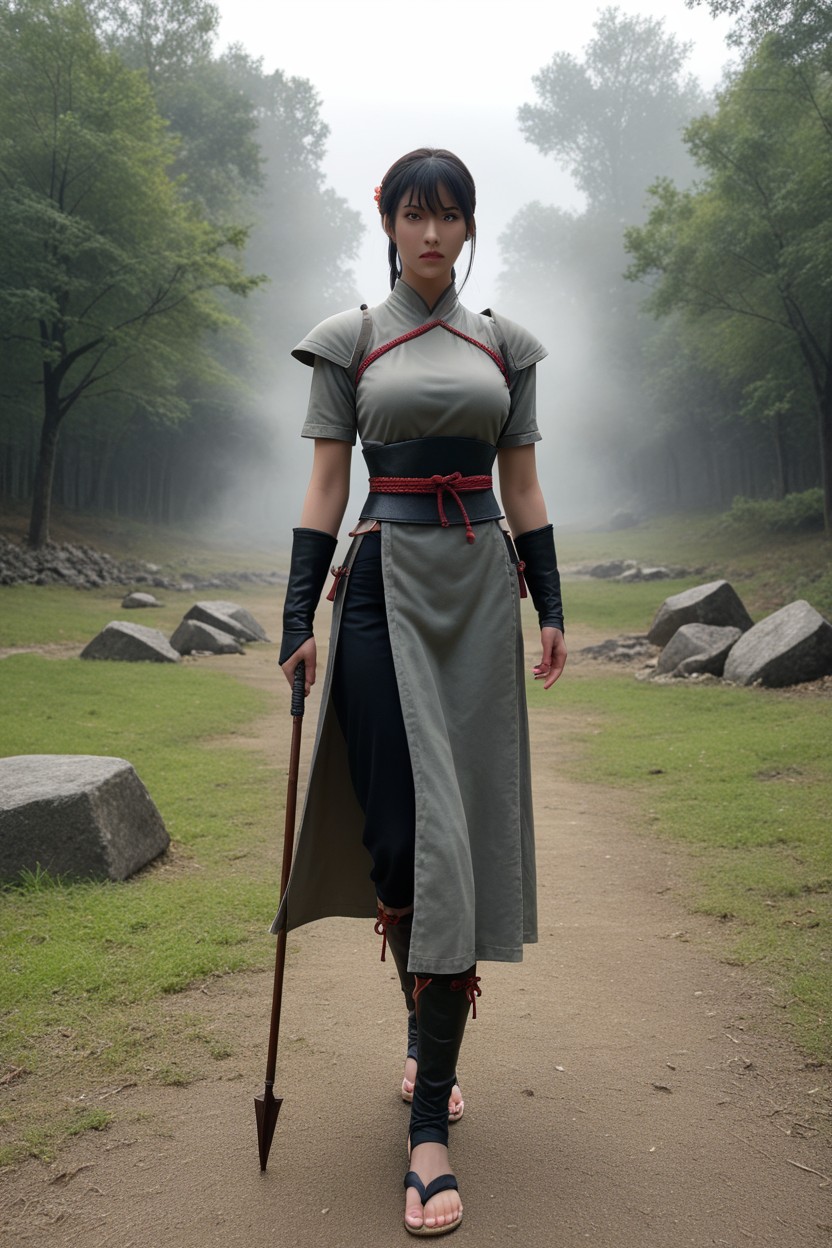 Long Black Hair, Japanese Foot Soldier Armor, Tir À La Taille Porno IA Asiatique