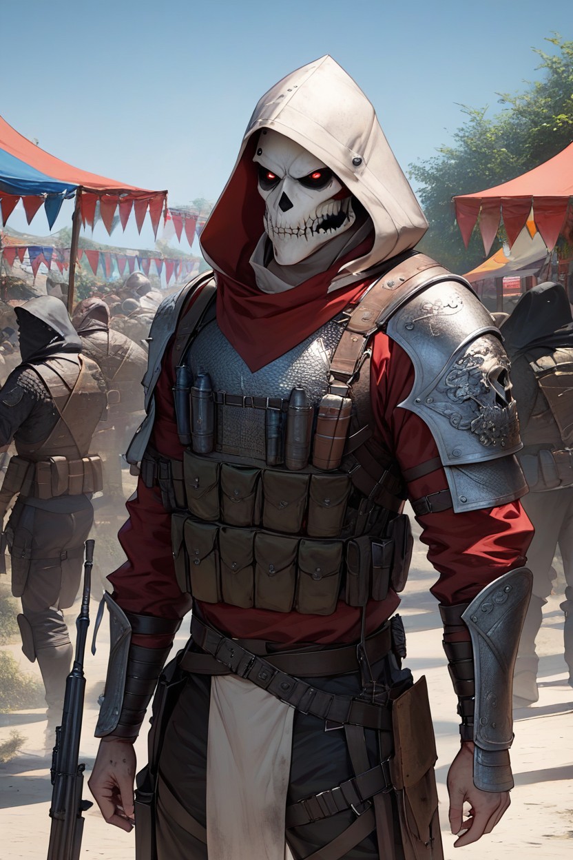 Cinematic Realism, Reaver Mercenary In Ritual War Paint Lean Muscular Build, Comic Hentai AI Porn