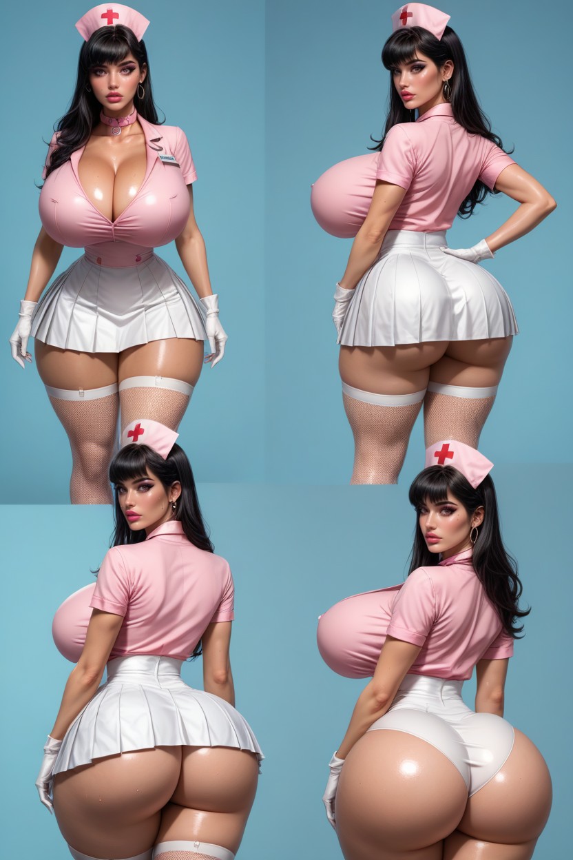 Extremely Shoulders, White Fishnets Gloves, Thick Thighs AI Porn