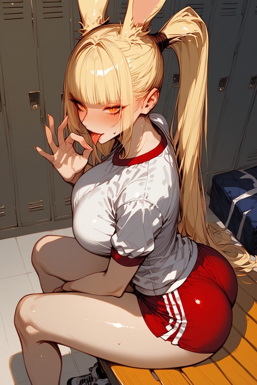 Side View, White Spheres Hairpieces, Really Sweaty Hentai AI Porn