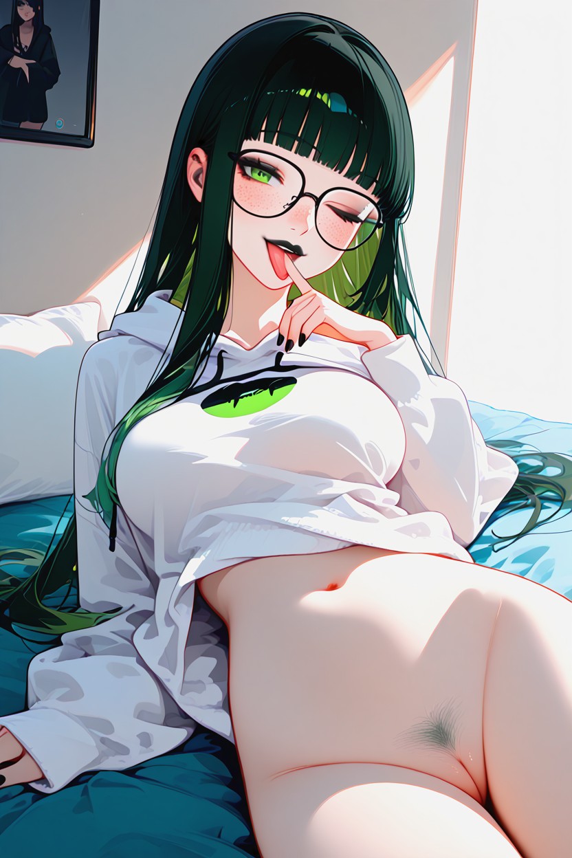 Wink, Vibrant Green Eyes, Rounded Breast Hentai AI Porn