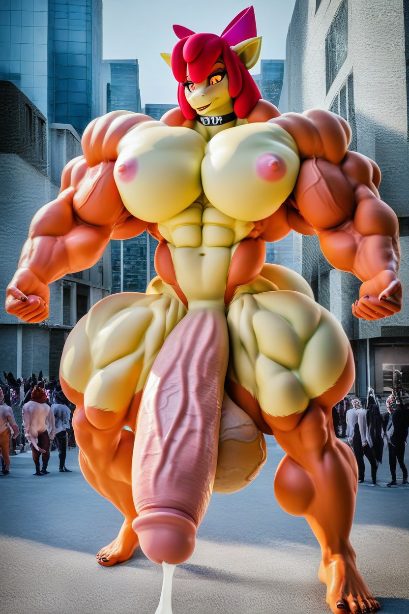 Humongous Penis Size, Choker, Hyper Testicle Size Furry AI Porn