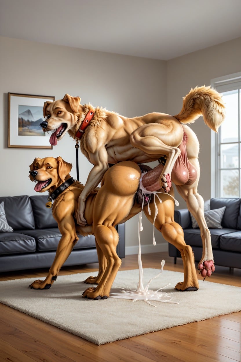 Passionate Sex, Anatomically Correct Ddog Pussy Penetration, Twig Guy Fucking Golden Female Retriever AI Porn
