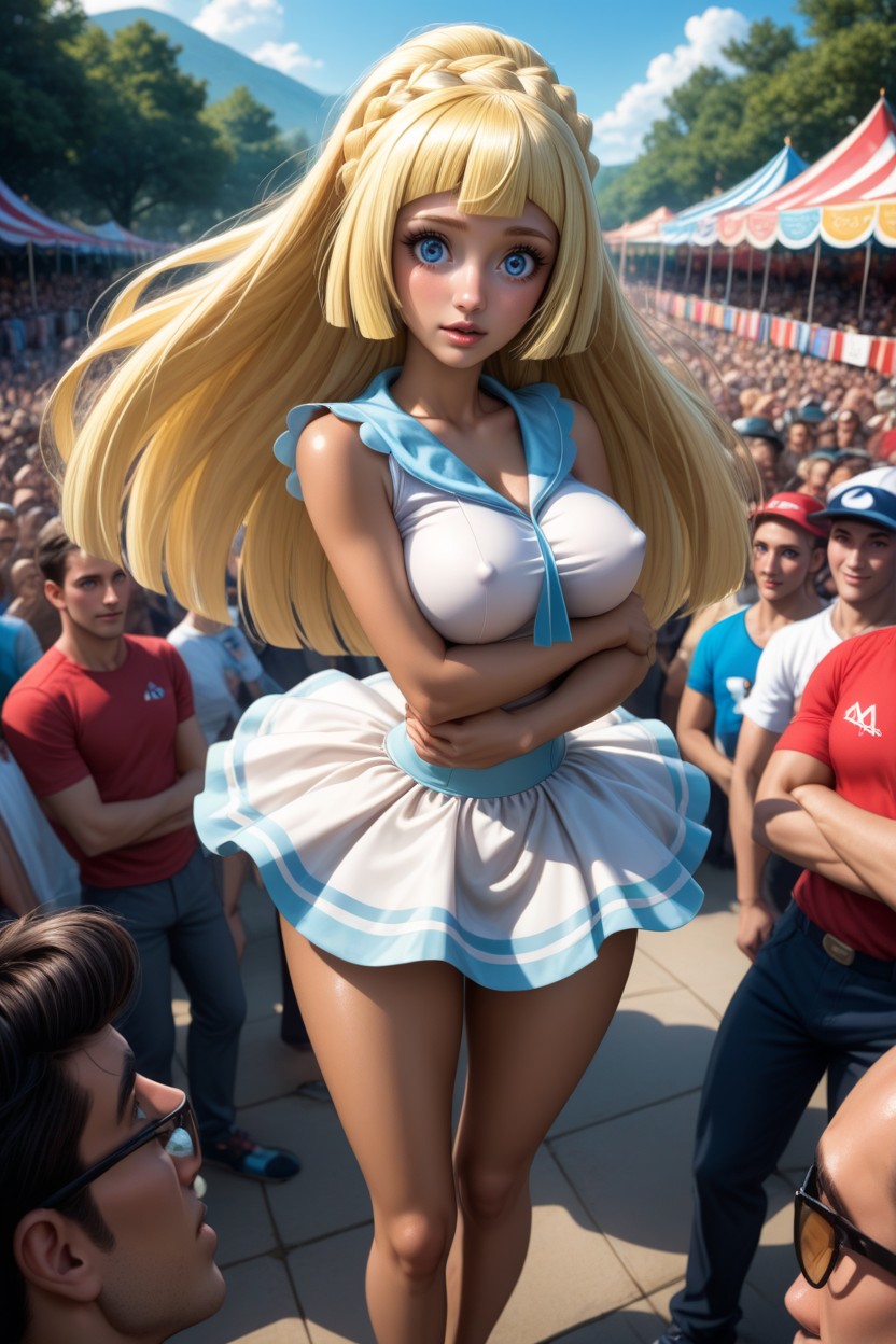 Blue Eyes, Perfect Dark Tanned Shiny Skin, Attractive Shy AI Porn