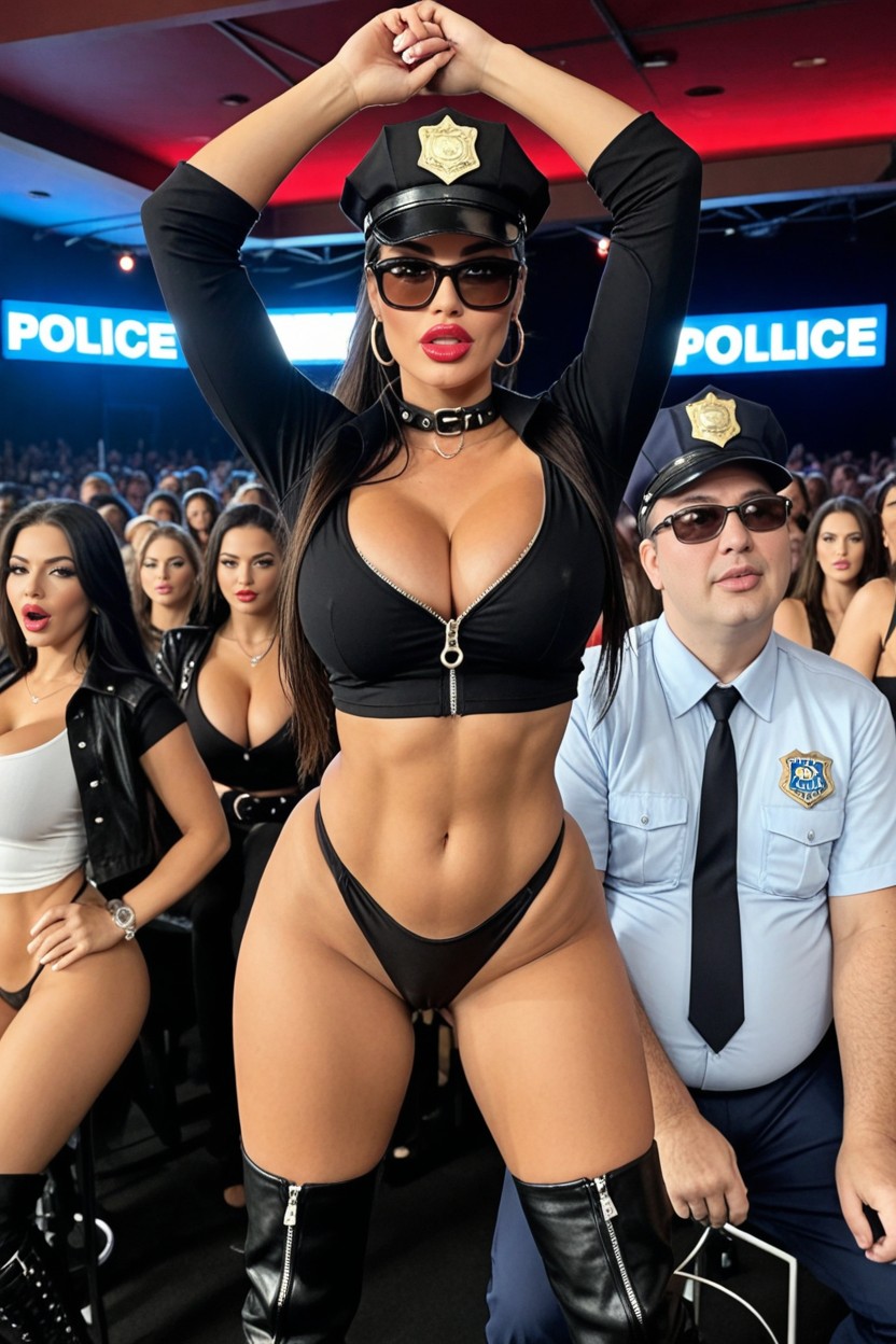 Police Cosplay, Sunglasses, 18+ AI Porn
