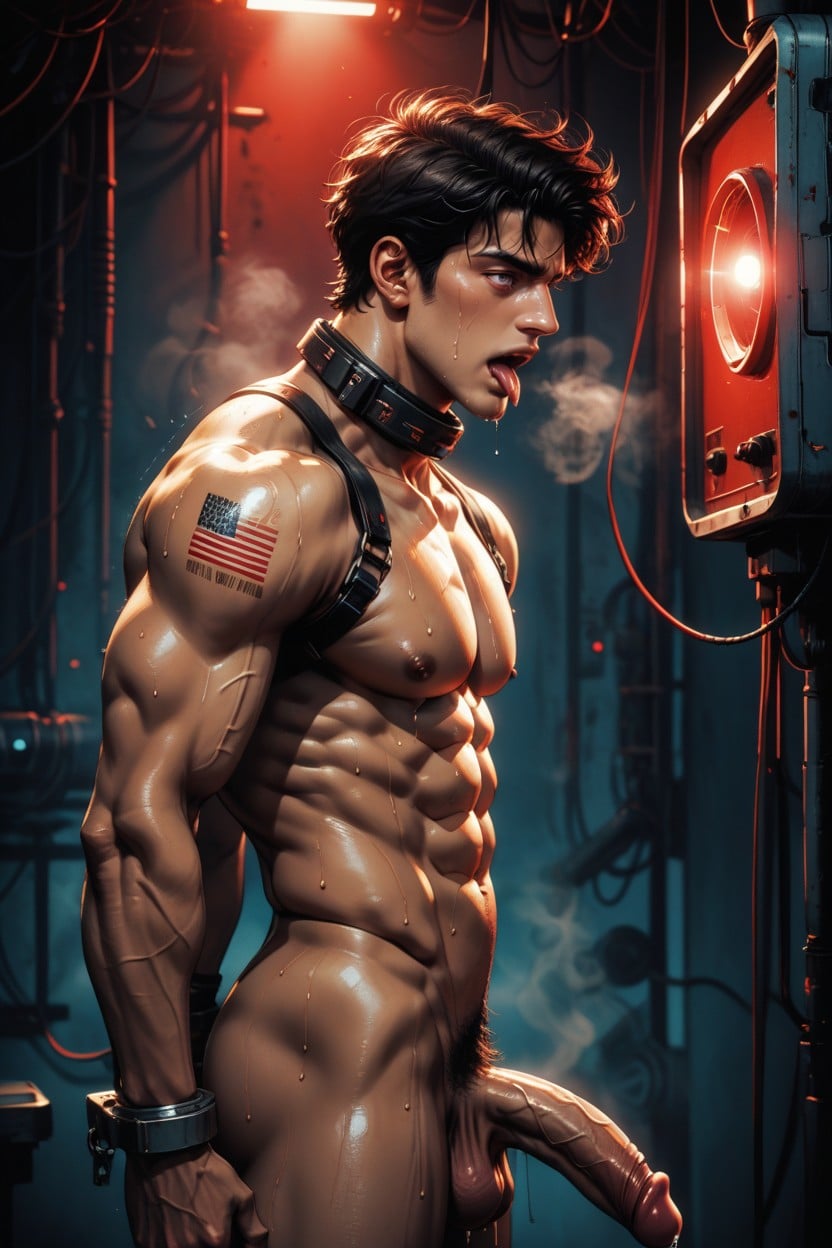 Panic Face, Wide Shot, Male Model Pornografia gay com IA