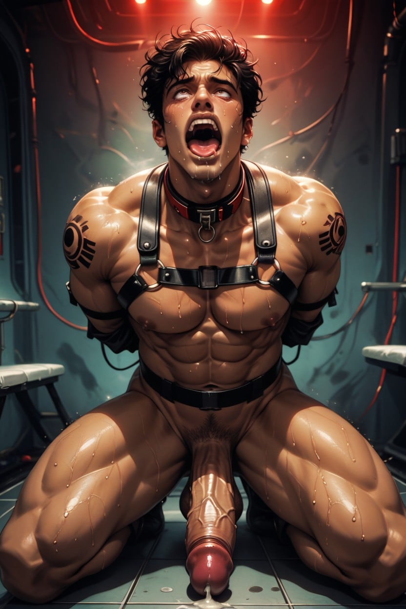 Overall Detail, Orgasmo, Black Hair Pornografia gay com IA