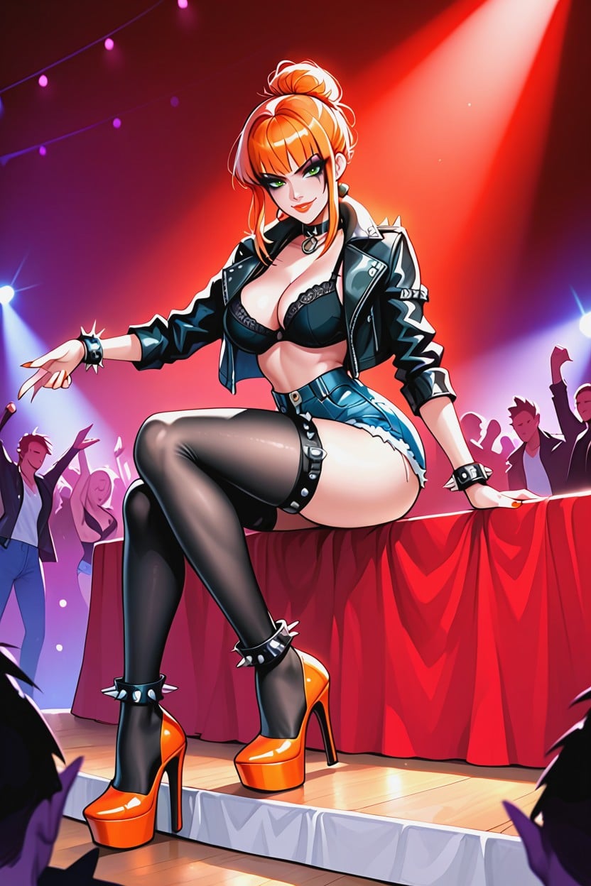 Crowd Of Fans Watching, Gwen Tennyson, Spiked Ankle Collars AI Porn