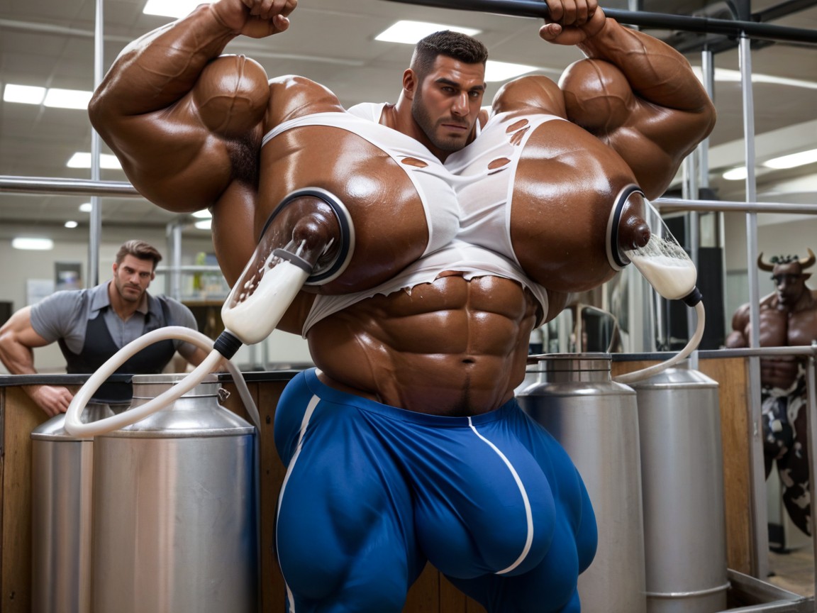 超巨大, Massive Muscles, Another Man Grabbing Cattle Furry's Boobs AI同性戀黃片
