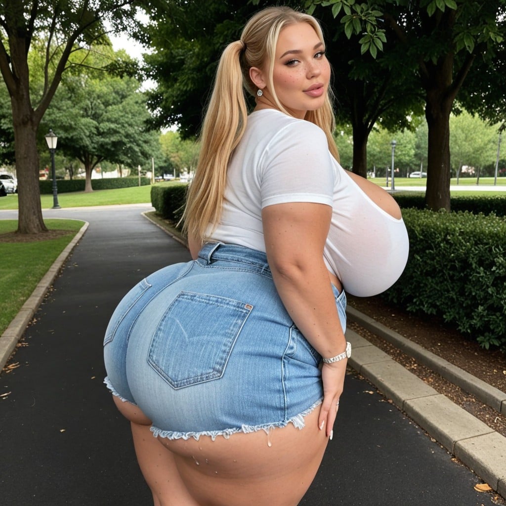 Cleavage, American, Hot Voluptuous Blushing Slutty Bimbo BBW AI Porn