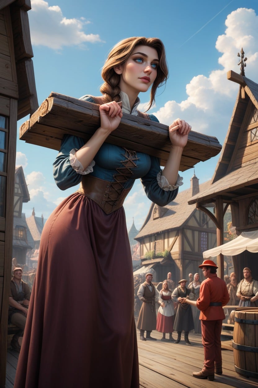 Unbuckling Pants, Held In Pillory, Center Of Market Square AI Porn