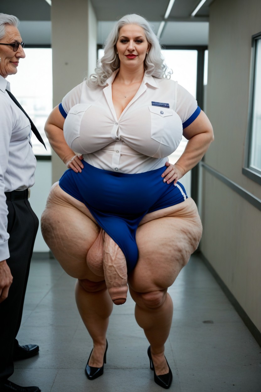 Cellulite Legs, Pelo Blanco, 2 Personas Porno IA