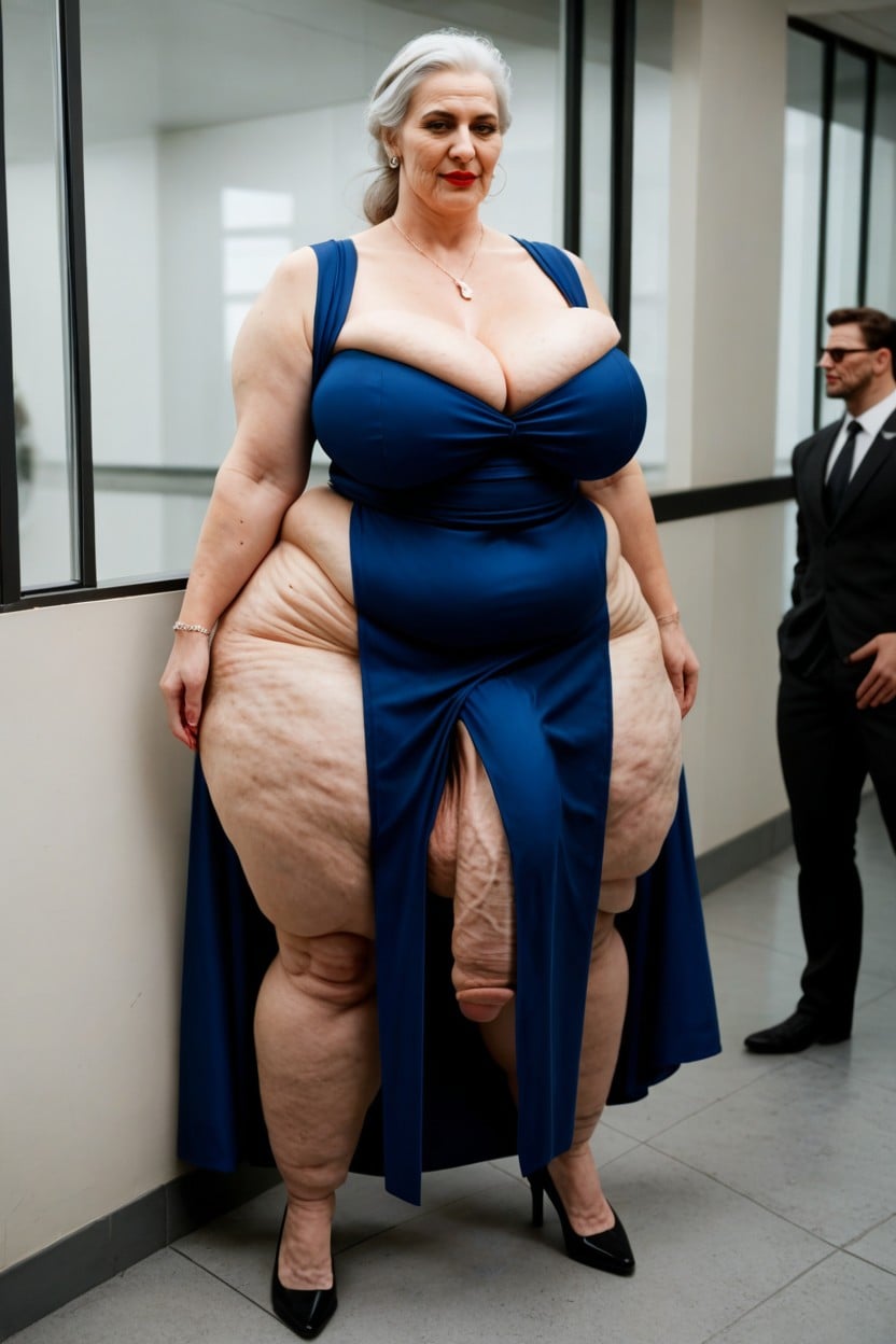 Extremely Fat Obese Body, Slick Hair, Giant Tall Futanari AI Porn