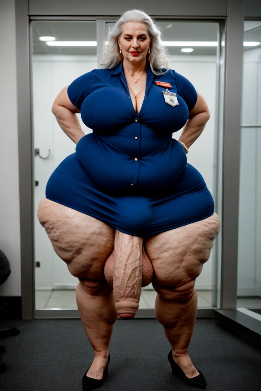 Standing In Airport, Fat Cellulite Legs, Hyper Obesity AI Porn