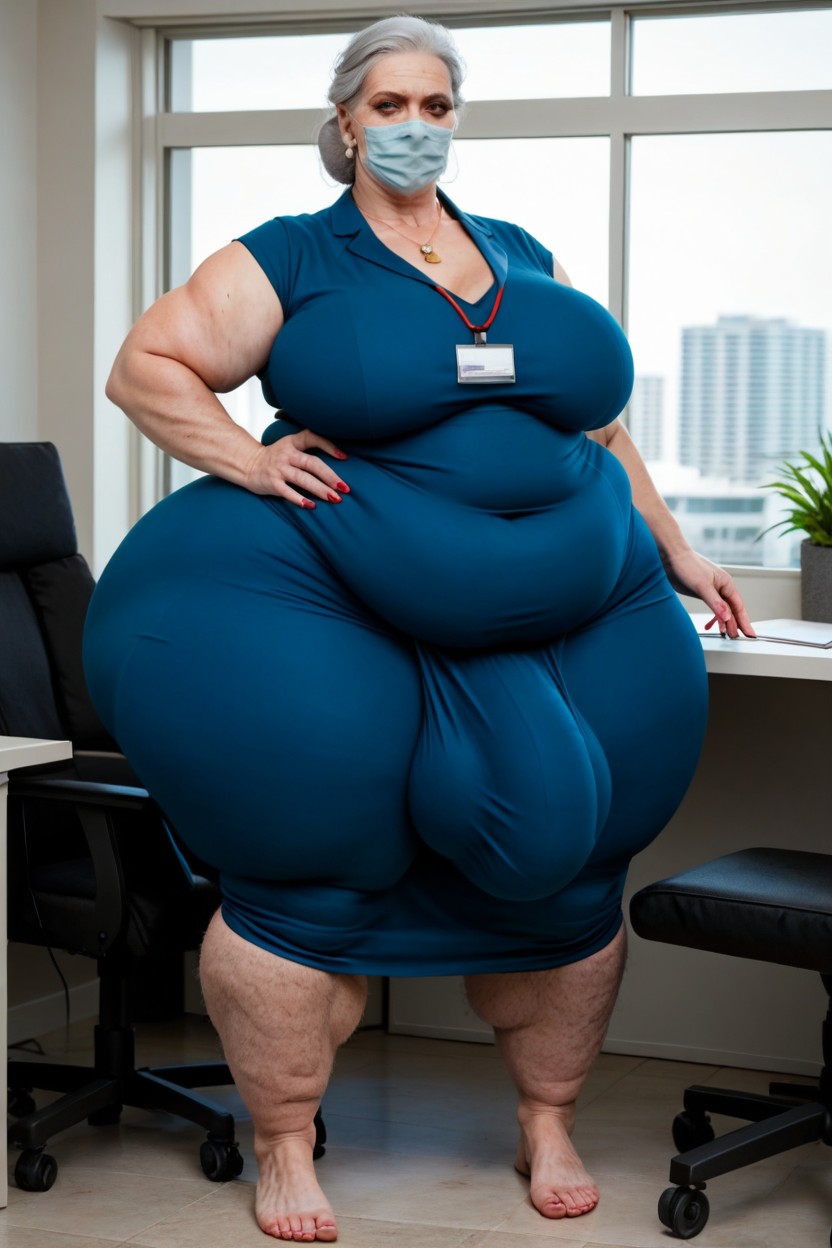 Offices, Nametag Long White Hair, Veiny Feet Veiny Legs Veiny Arms Hairy Legs Hairy Thighs Legs Covered In Hair AI Porn
