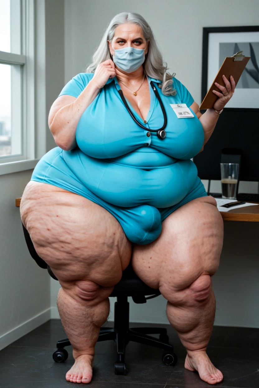 Gigantic Saggy Breast, Large Hyper Hips, Veiny Feet Veiny Legs Veiny Arms Hairy Legs Hairy Thighs Legs Covered In Hair AI Porn