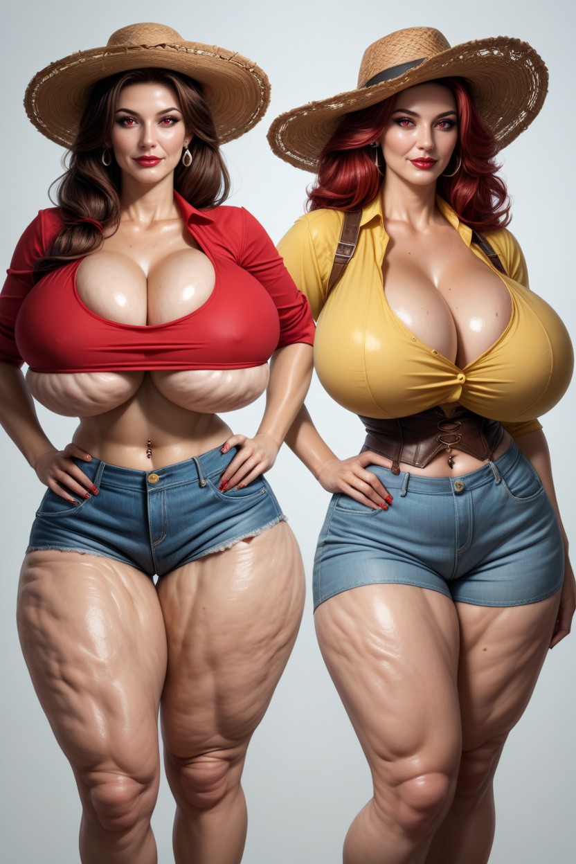 Sweaty, Cellulite Breasts, Modèle Porno IA Hentai